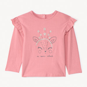 T-shirt manches longues à broderie dorée pour bébé fille  Main T-shirt manches longues à broderie dorée pour bébé fille