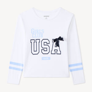 Camiseta de niña de manga larga con estampado de EE. UU. 