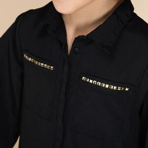 Vestido camisa de tela de paracaídas con strass para niña  Main Vestido camisa de tela de paracaídas con strass para niña