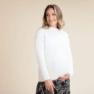 Jersey liso de punto con botones joya para mujer 