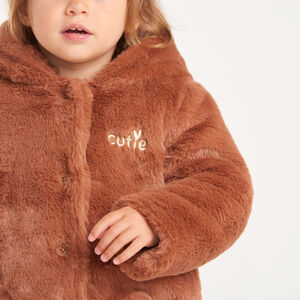 Manteau à capuche bébé fille en fausse fourrure 