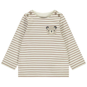 Camiseta de rayas con parche de oso de peluche para bebé 