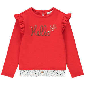 Sweat bi-matière effet 2 en 1 en molleton pour fille Main Sweat bi-matière effet 2 en 1 en molleton pour fille