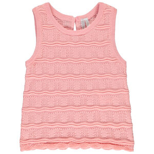 Camiseta sin mangas lisa de punto calado para niña bebé 