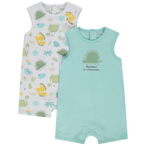 Lote de 2 monos cortos sin mangas fantasía dinosaurios para bebé niño 