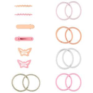 Pack de 6 clips + 10 gomas de colores para niña  Main Pack de 6 clips + 10 gomas de colores para niña