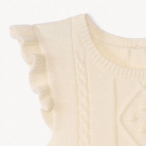 Pull sans manches en tricot côte fantaisie à torsades pour bébé fille   Main Pull sans manches en tricot côte fantaisie à torsades pour bébé fille