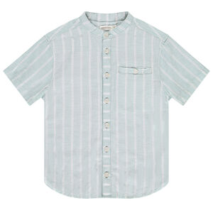 Camisa de manga corta a rayas con cuello mao para niño 