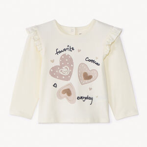 Camiseta de manga larga con corazones para niña bebé 