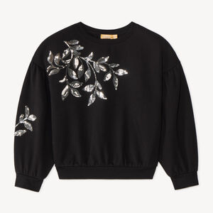 Sudadera de niña con flores de lentejuelas 