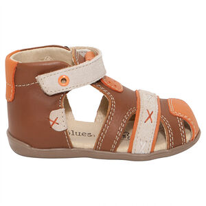 Sandalias de cuero color camel con velcro 
