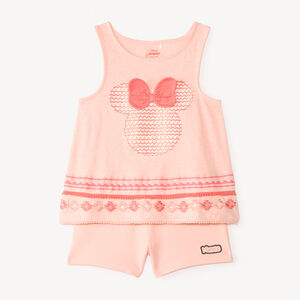 Conjunto de 2 piezas: camiseta sin mangas + shorts de Minnie Disney para niña. 