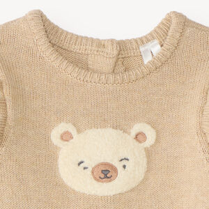 Ropa de bebé niña de punto con mangas largas y diseño de osito. 