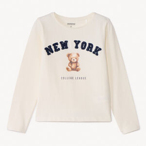 T-shirt manches longues ourson avec broderie pour fille  Main T-shirt manches longues ourson avec broderie pour fille
