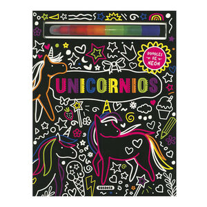 Libro para colorear Doodles de Neón Unicornios +5 años 
