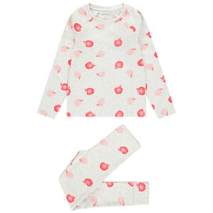 Pyjama en maille côtelée imprimé pommes pour fille 