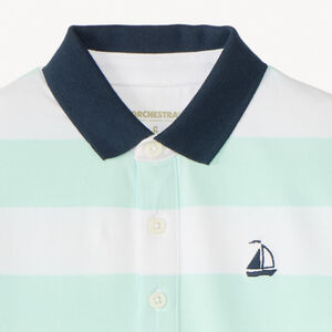 Polo de rayas con bordado de barco para niño. 