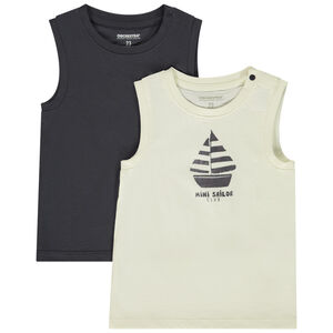 Lote de 2 camisetas sin mangas lisas y estampadas para bebé niño 