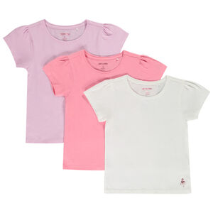 Pack de 3 camisetas de manga corta de algodón lisas para niña  Main Pack de 3 camisetas de manga corta de algodón lisas para niña