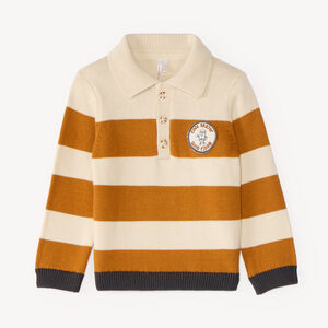 Suéter de bebé niño con cuello de polo y rayas anchas 