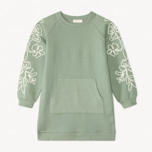 Vestido de sudadera de felpa con cordones florales para niña 