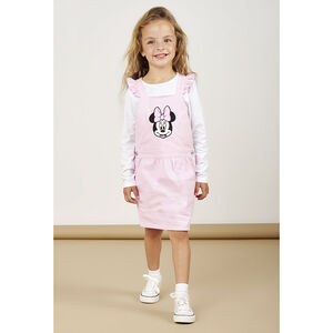Robe salopette en twill patch Minnie Disney avec sequins pour fille 