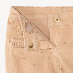 Pantalón slim de terciopelo para niña con estampado de fantasía 