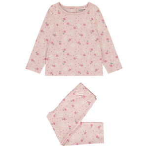 Pijama de 2 piezas con estampado de flores para niña con acabados diferentes según la edad 