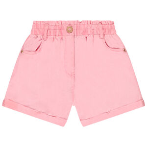 Short liso con cintura mockée para niña 
