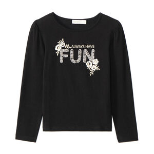 T-shirt manches longues brodé pour fille  Main T-shirt manches longues brodé pour fille