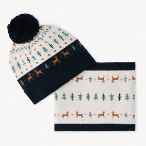 Set bonnet + snood en tricot jacquard pour garçon  Main Set bonnet + snood en tricot jacquard pour garçon