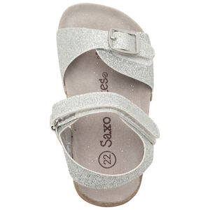 Sandalias de velcro plateadas y brillantes para niña bebé 