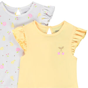 Pack de 2 camisetas de manga corta con volantes de jersey para bebé niña 