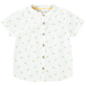 Camisa cuello mao print palmeras 