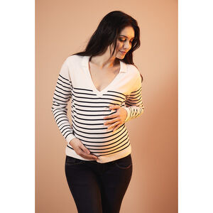 Pull de grossesse en tricot esprit marinière  