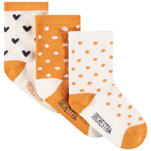 Pack de 3 pares de calcetines con estampado de lunares y corazones para bebé niña 