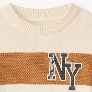 Jersey de punto fantasía con rayas y parche para niño 