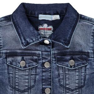 Veste en jean avec broderies fleurs dans le dos pour fille 