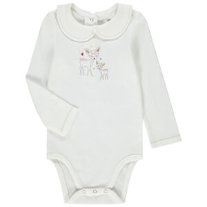 Body de manga larga de punto con cuello claudine y estampado de ciervos para bebé niña Main Body de manga larga de punto con cuello claudine y estampado de ciervos para bebé niña