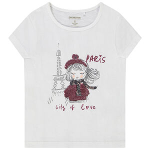 T-shirt manches courtes print en sequins magiques pour fille 