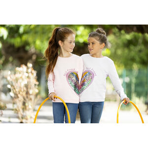 Sweat en molleton avec sequins pour fille Main Sweat en molleton avec sequins pour fille