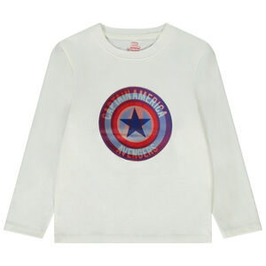 Camiseta de manga larga estampada holográfica Capitán América Marvel para niño 
