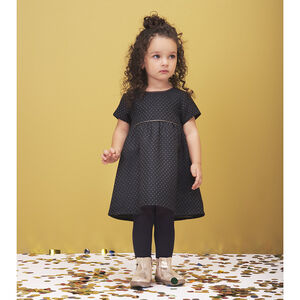 Robe de Fêtes en jacquard avec nœud au dos pour bébé fille Main Robe de Fêtes en jacquard avec nœud au dos pour bébé fille