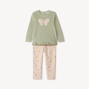 Pyjama 2 pièces en velours pour bébé fille avec finitions différentes selon l'âge 
