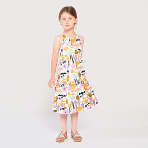 Vestido largo estampado con tirantes para niña  Main Vestido largo estampado con tirantes para niña