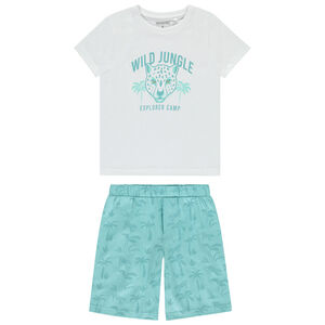 Conjunto de pijama de 2 piezas, camiseta + short jungle para niño. 