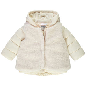 Veste bi-matière en toile et sherpa moutonné pour bébé fille Main Veste bi-matière en toile et sherpa moutonné pour bébé fille