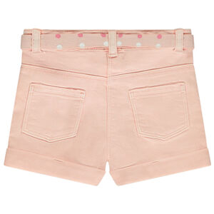 Short vaquero con cinturón para anudar y lentejuelas para bebé niña 