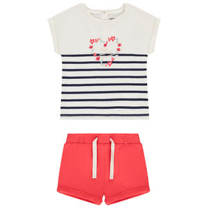 Conjunto corto de 2 piezas con camiseta rayada para bebé niña  Main Conjunto corto de 2 piezas con camiseta rayada para bebé niña