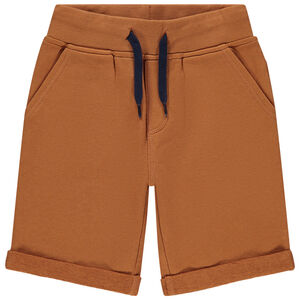 Bermudas de felpa unicolor con cintura elástica para niño 